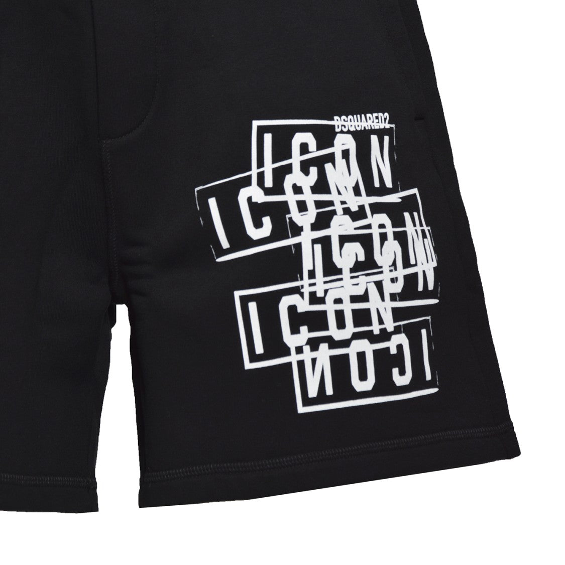 Dsquared2 Black Cotton Icon Stamps Relax Bermuda Shorts