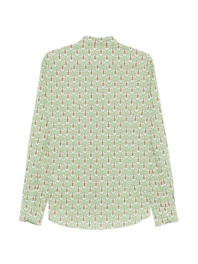 Mc2 Saint Barth Long-Sleeve Button-Up Shirt With Palm Tree Pattern
