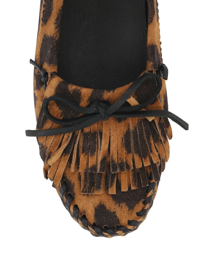 Paris Texas Leopard Print Suede Flat Shoes