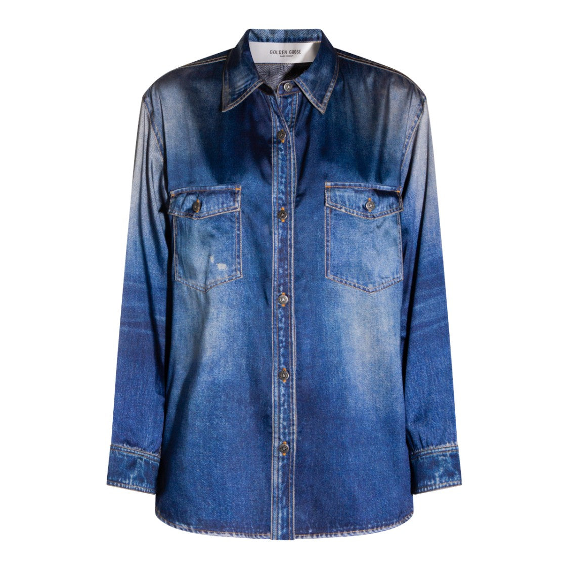 Golden Goose Vintage Denim Print Shirt