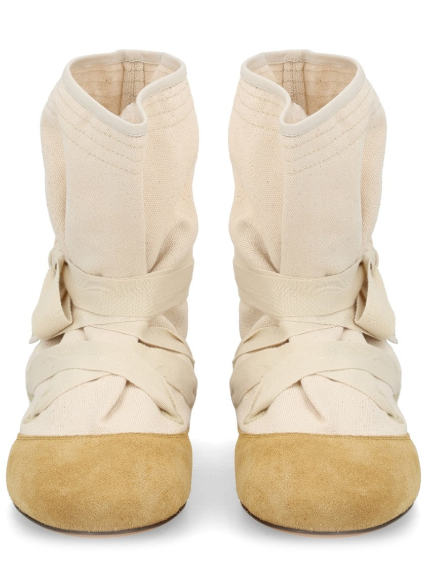 Isabel Marant Neutrals Letiz Slouchy Tie Cotton Boots
