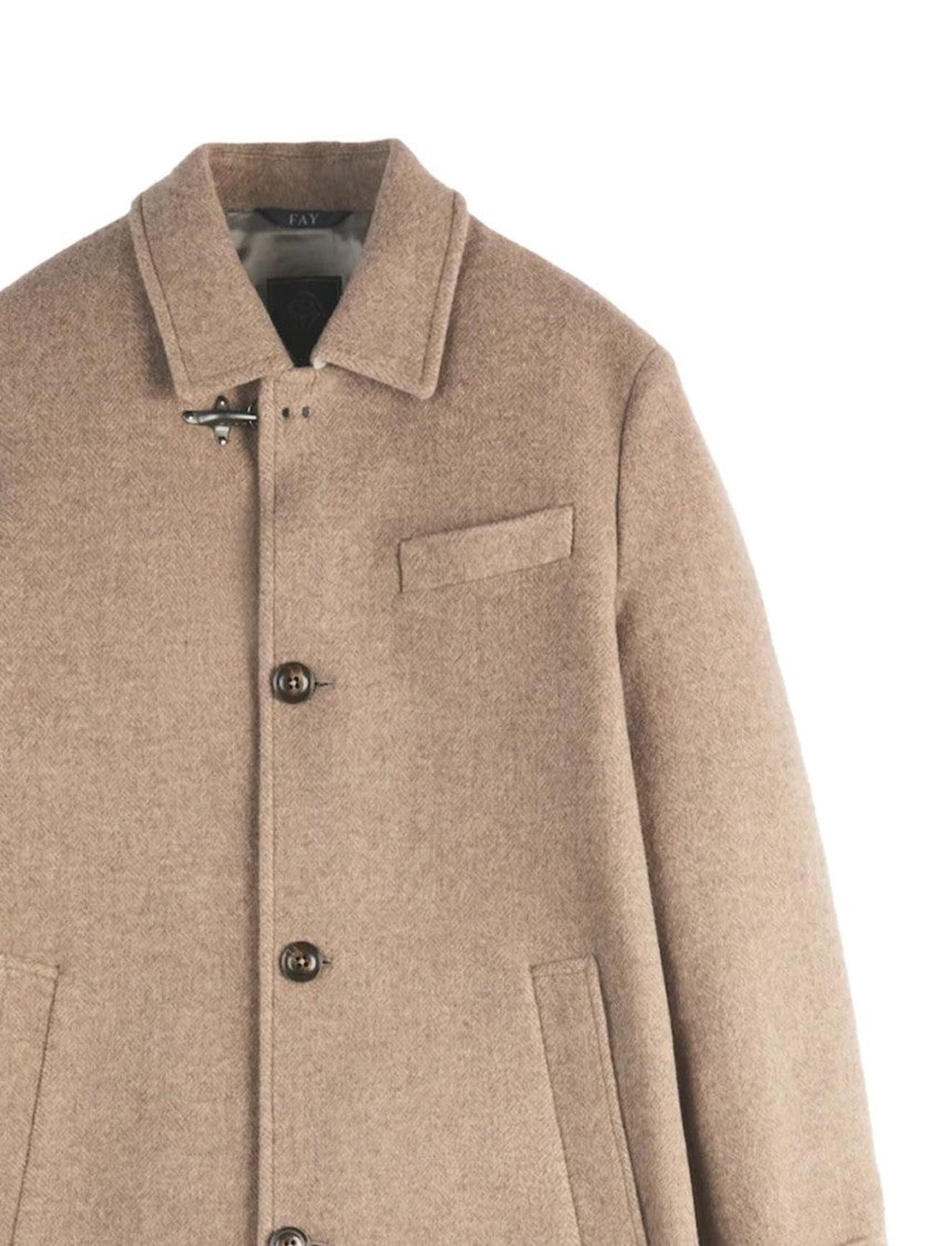 Fay Bottoned Wool Coat With One Hook