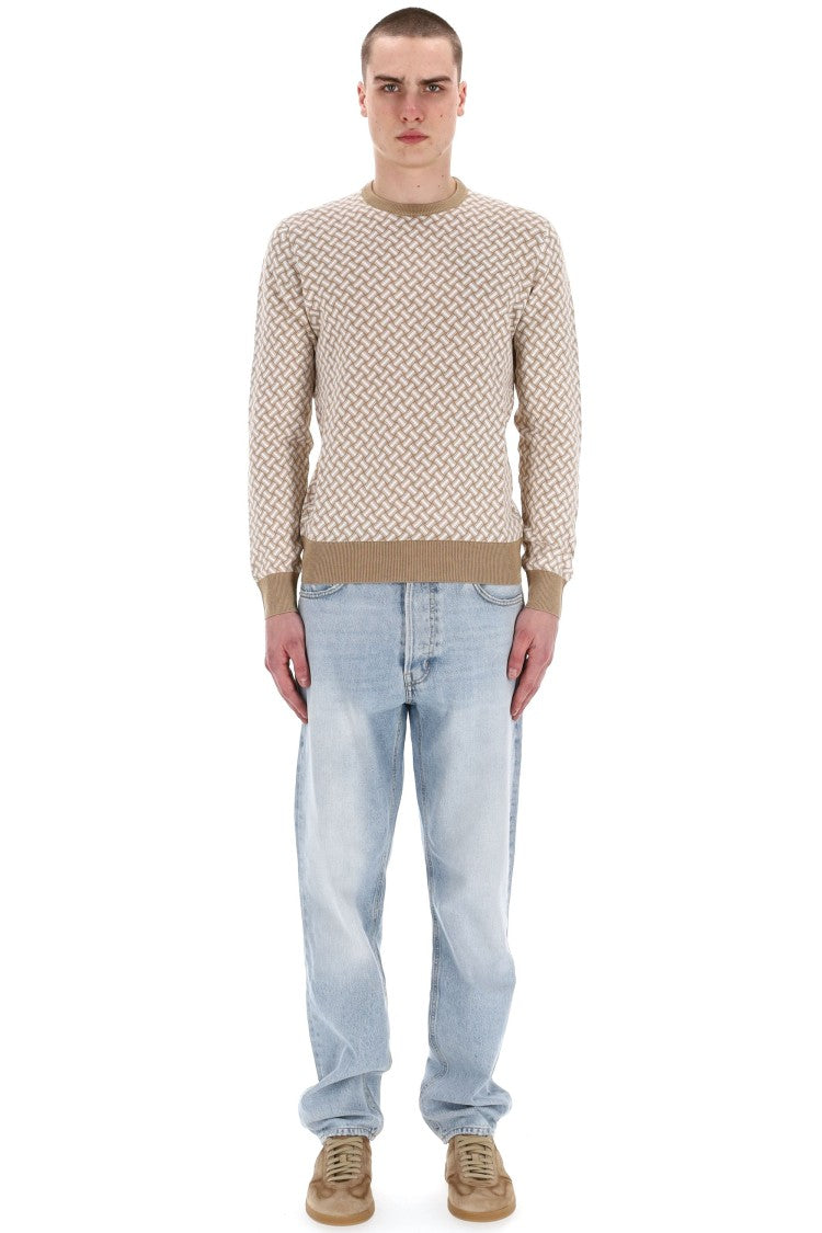 Drumohr Biscottino Cotton-Linen Crewneck Sweater