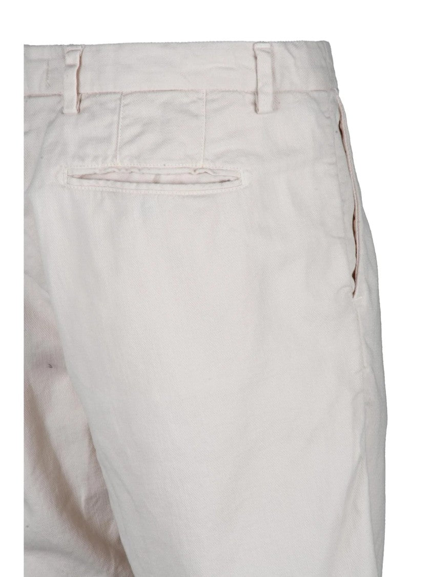 Giancarlo Desenzano White Cuffed Linen-Blend Shorts