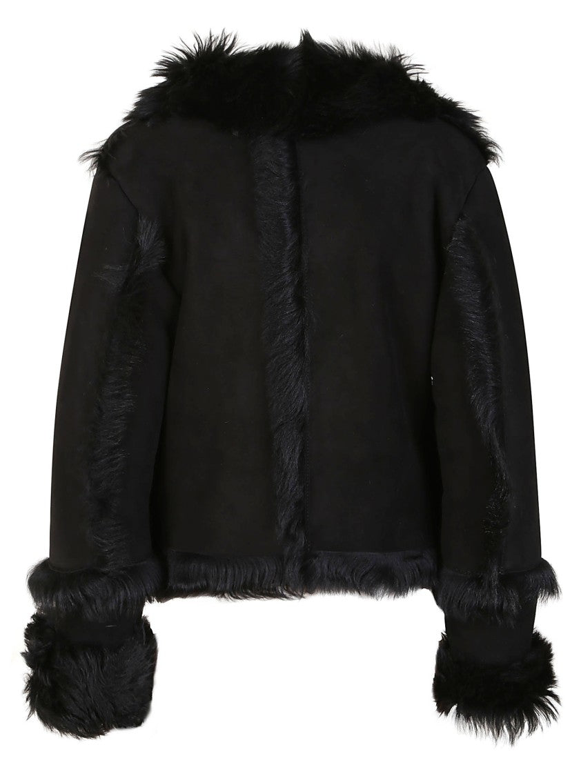Salvatore Santoro Cropped Leather Jacket With Plush Fur Trim