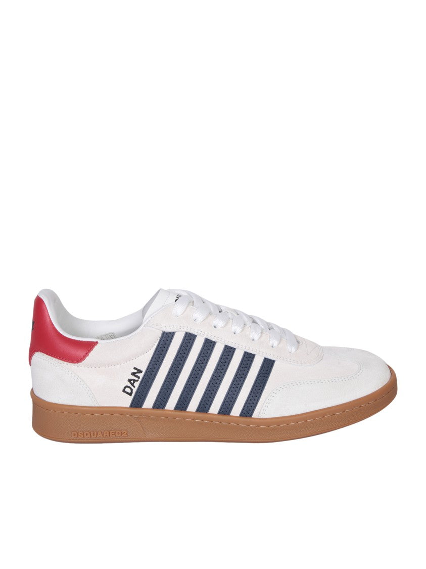 Dsquared2 Sleek White Sneakers With Red Heel Detail