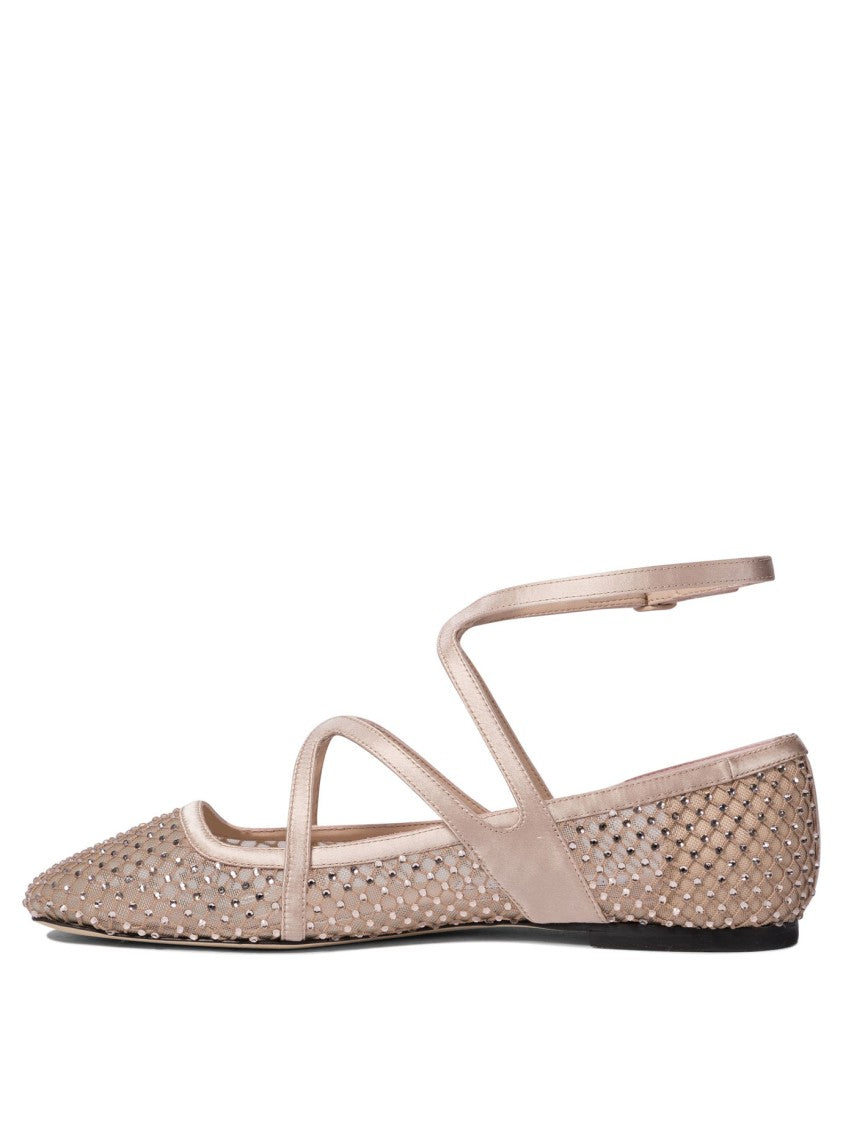 Jimmy Choo Pointed Toe Ballerinas With Crisscross Straps