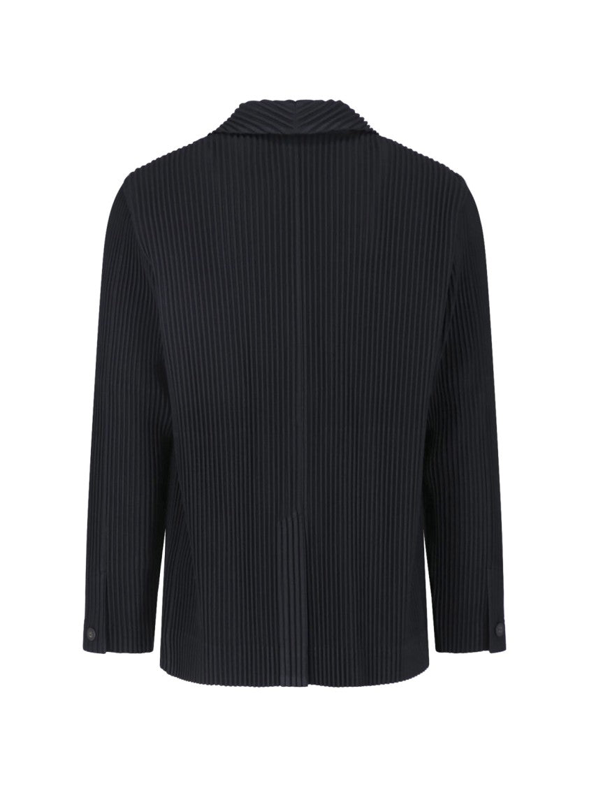 Homme Plissé Issey Miyake Black Pleated Notch Lapel Blazer