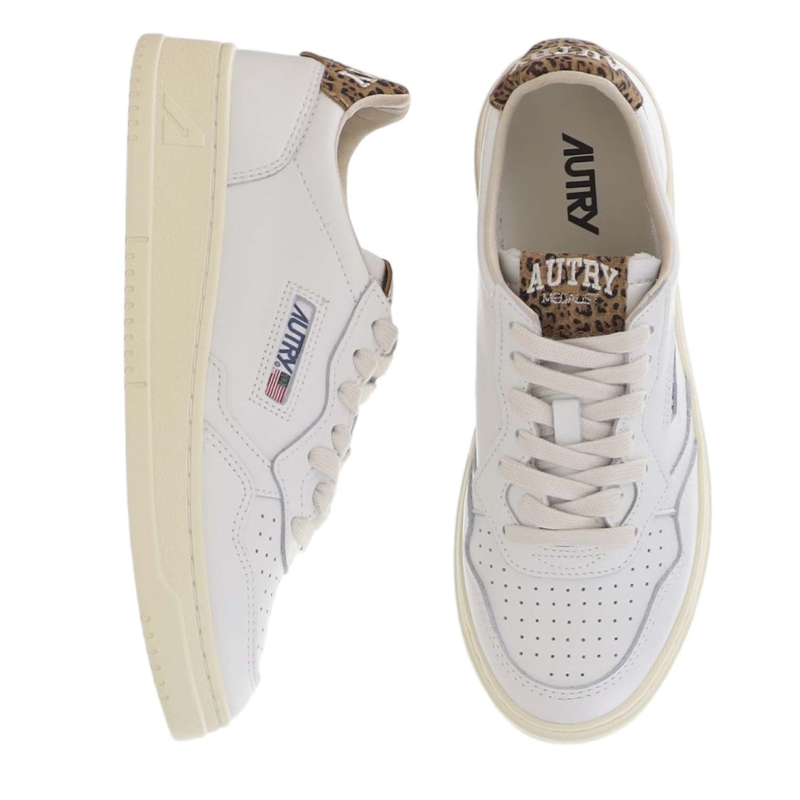 Autry Low-Top Leather Sneakers With Suede Heel Tab And Logo Accents