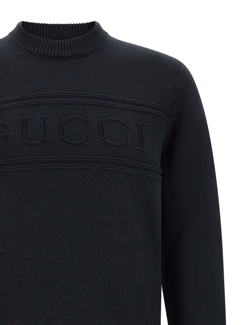 Gucci Textured Intarsia Knit Sweater With Ribbed Cuffs