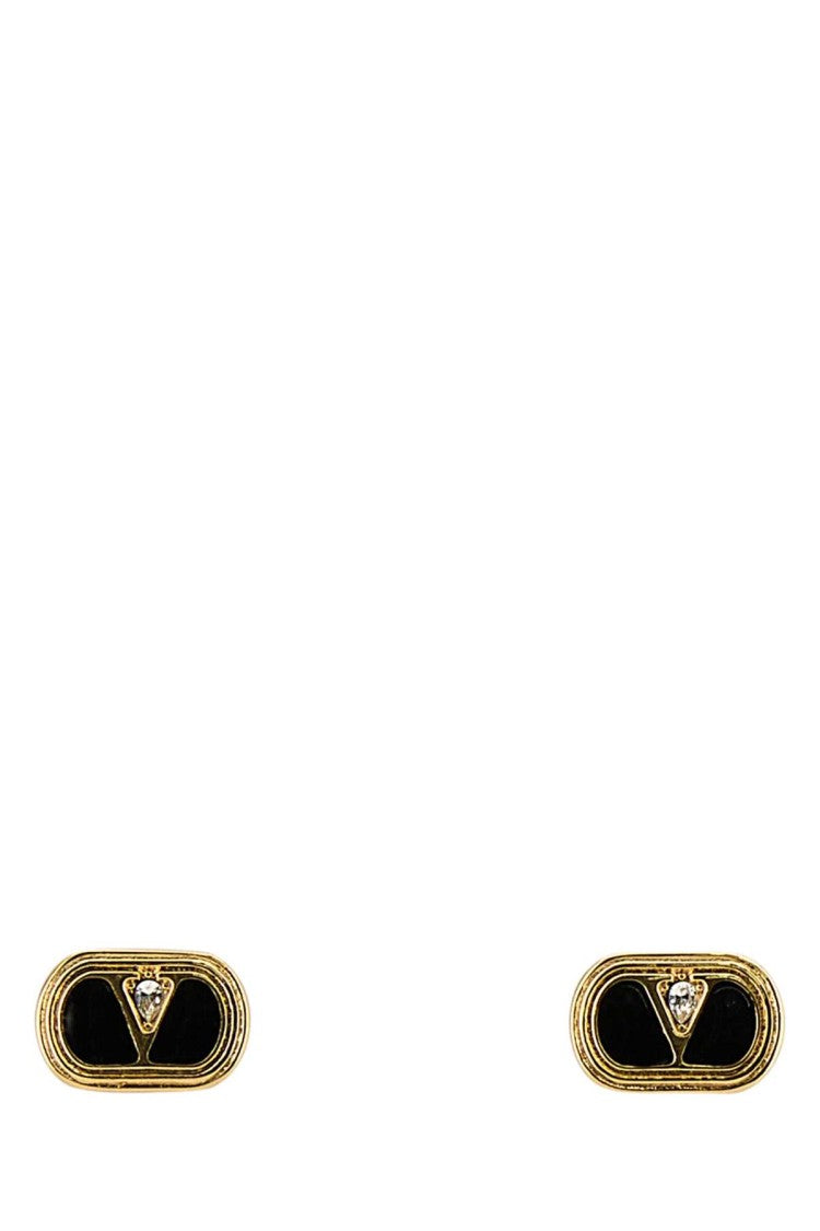 Valentino Garavani Two-Tone Enamel And Metal Vlogo Earrings