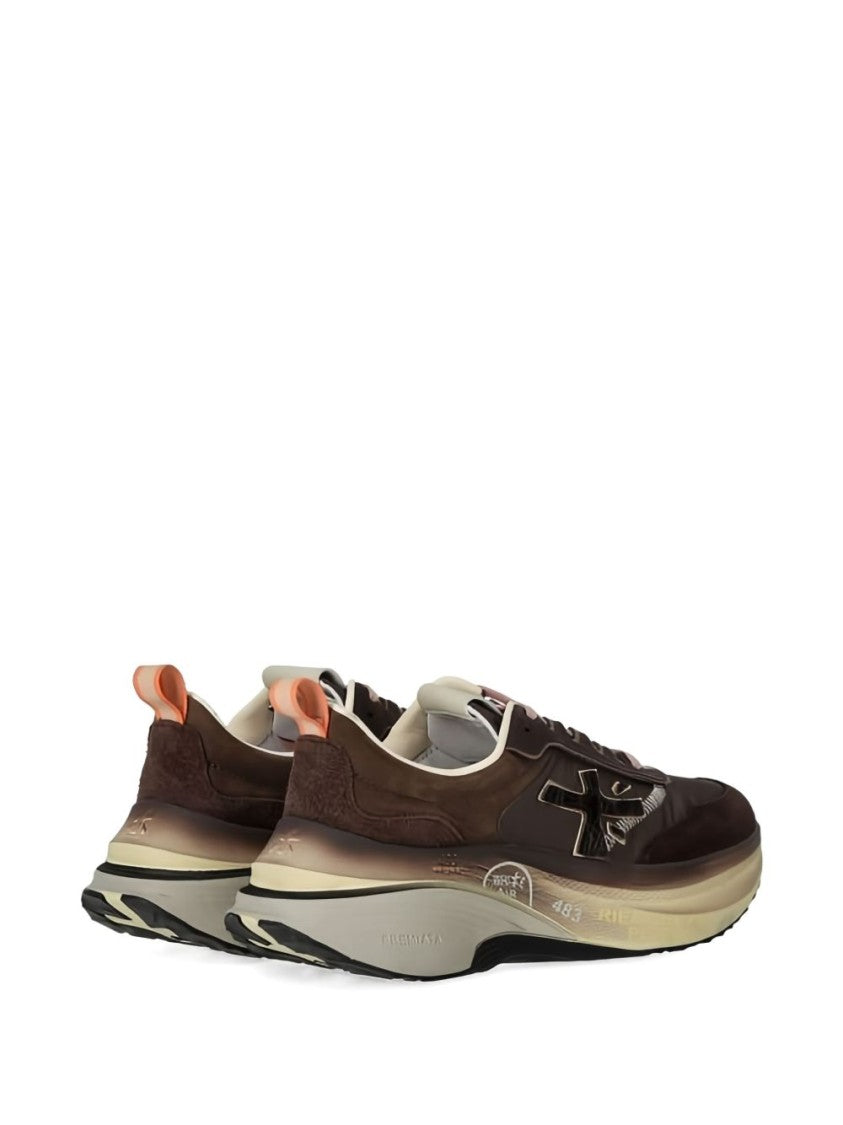 Premiata Elegant Deep Brown Goat Leather Sneakers