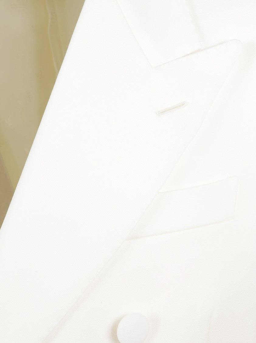 Valentino Garavani Milk-Colored Double-Breasted Jacket With Peaked Lapels