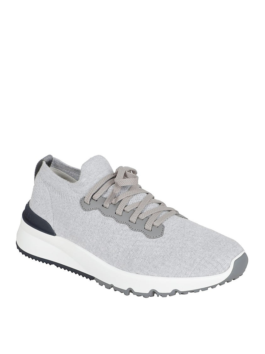 Brunello Cucinelli Cotton Round Toe Sneakers With Lace-Up Fastening