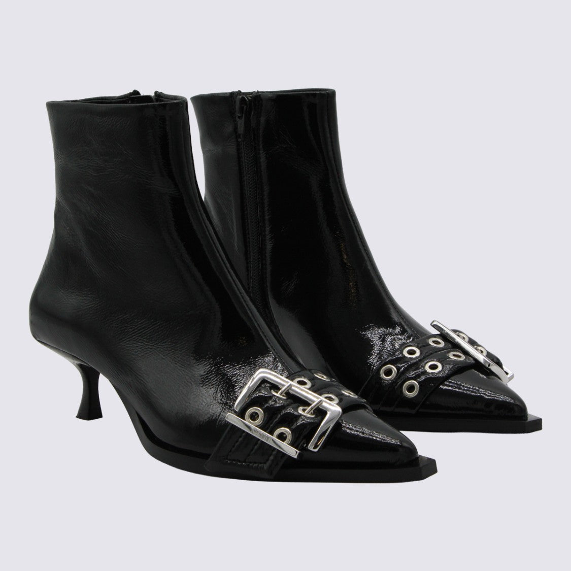 Ganni Glossy Black Boots With Pointed Toe