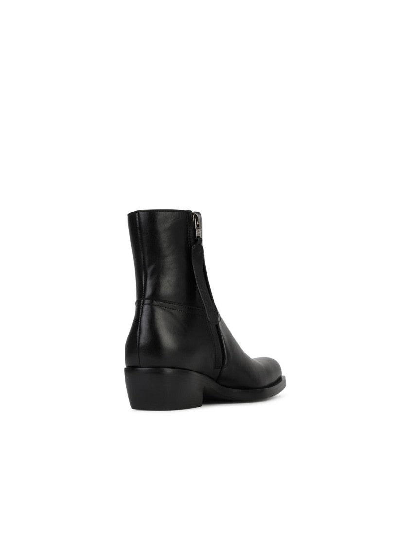 Versace Black Leather Ankle Boots