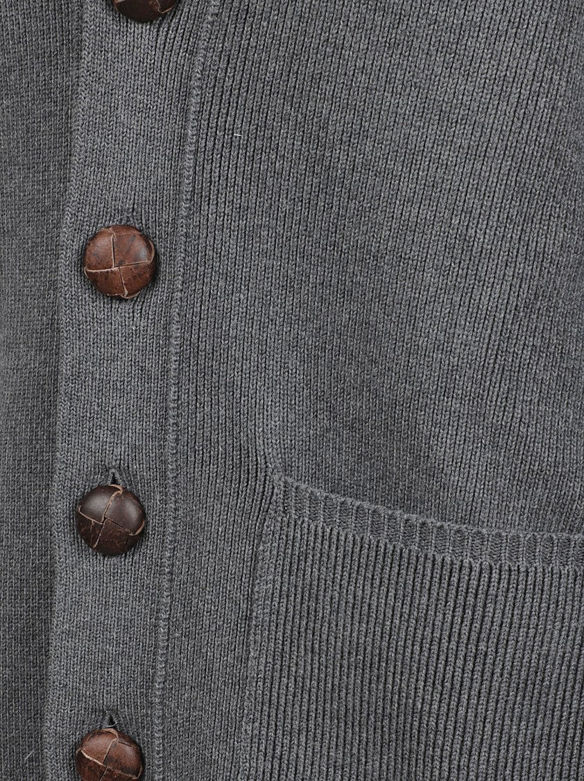 Golden Goose Ribbed Button-Front Cardigan With Logo Detail