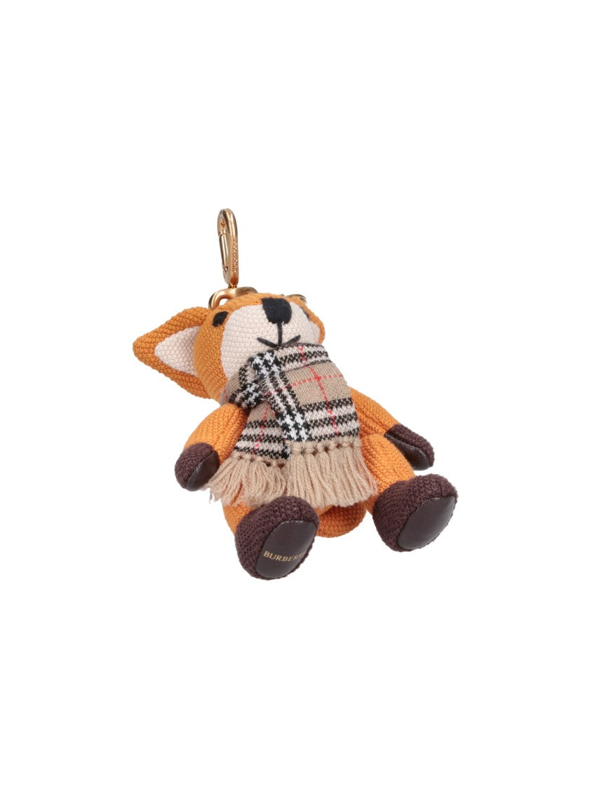 Burberry Orange Cotton Check Fox Charm