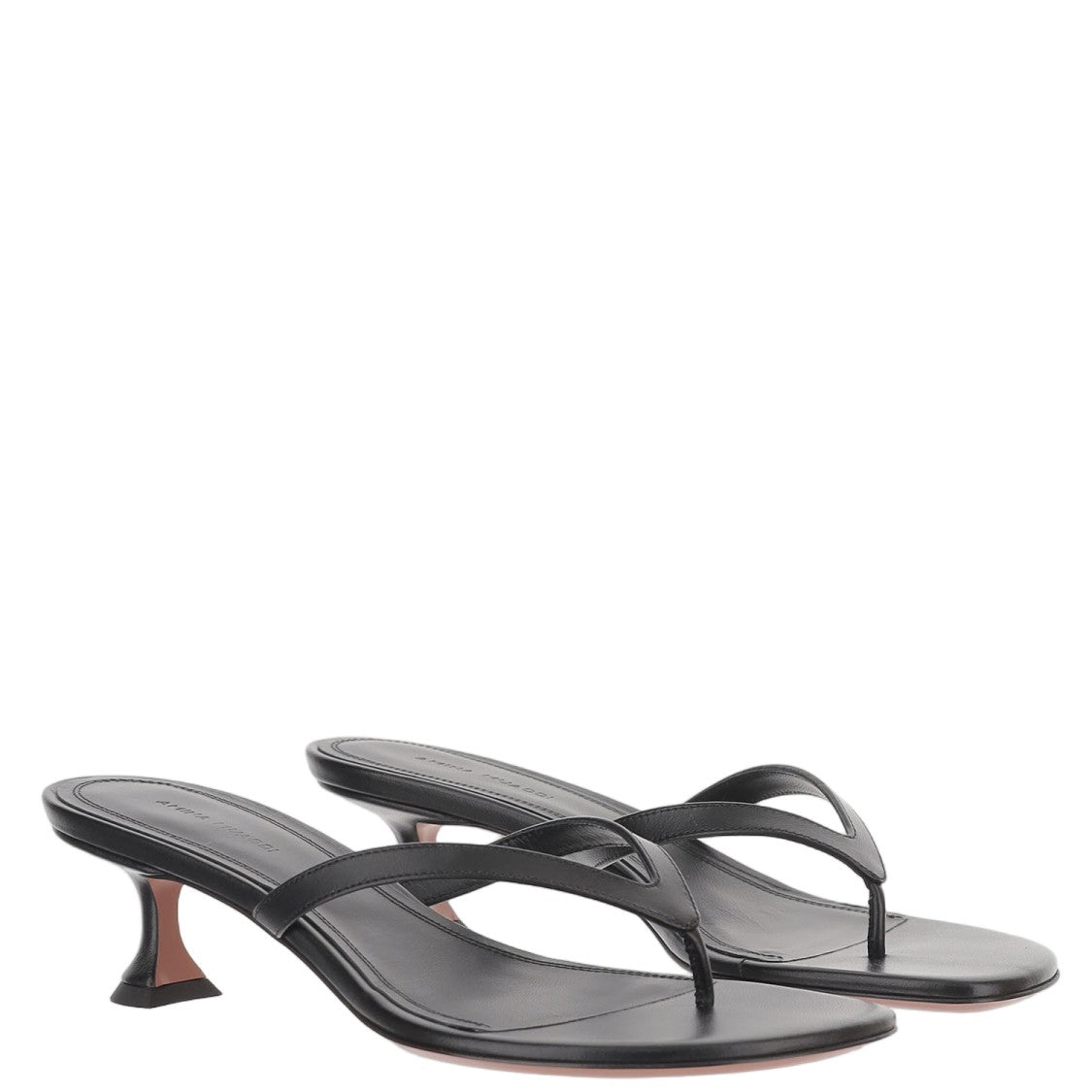 Amina Muaddi Sculpted Heel Leather Sandals With Thong Design
