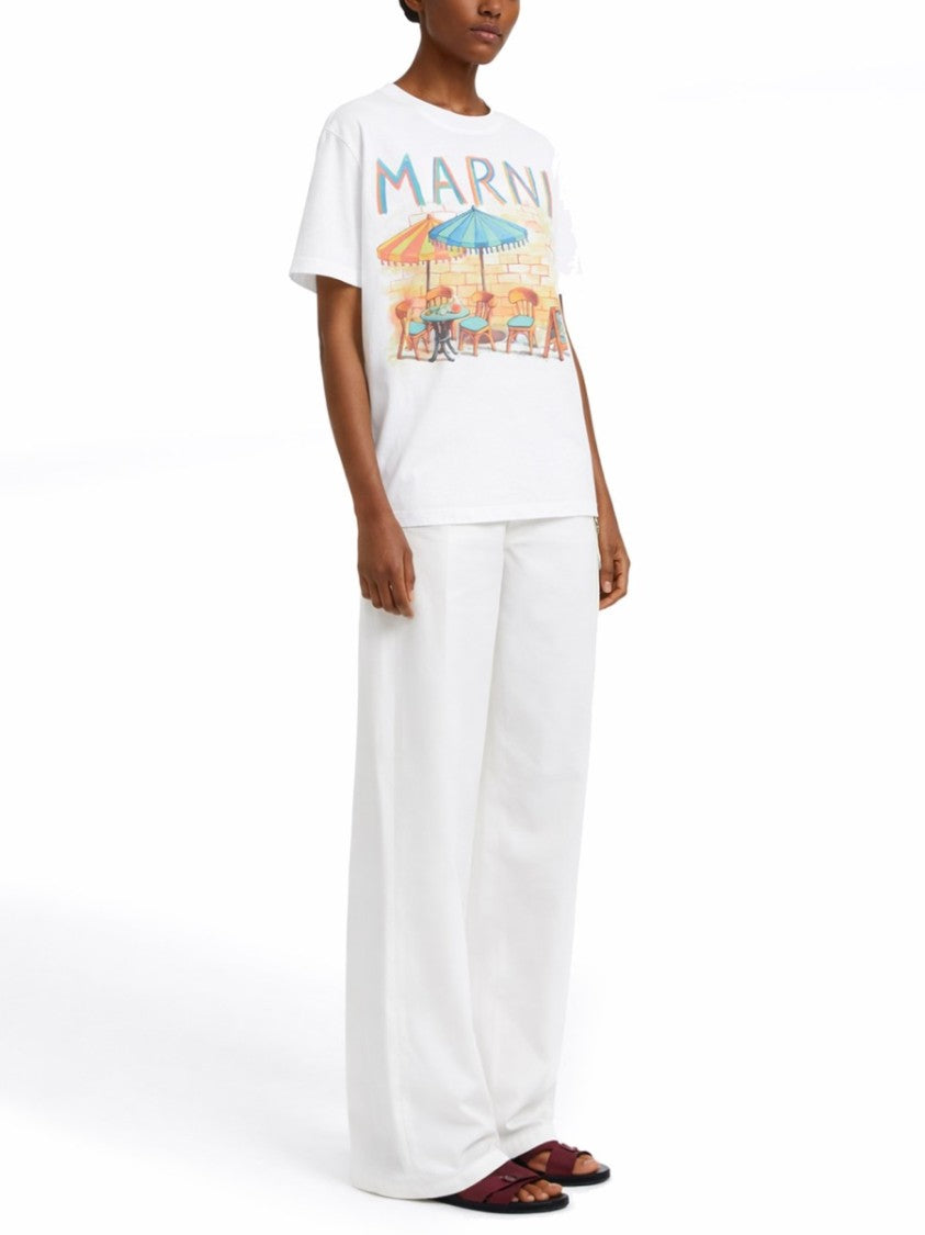 Marni Café Scene Print Cotton T-Shirt