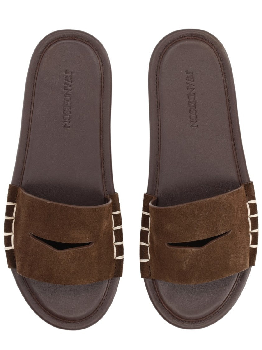 J. W. Anderson Wide Strap Brown Suede Sandals