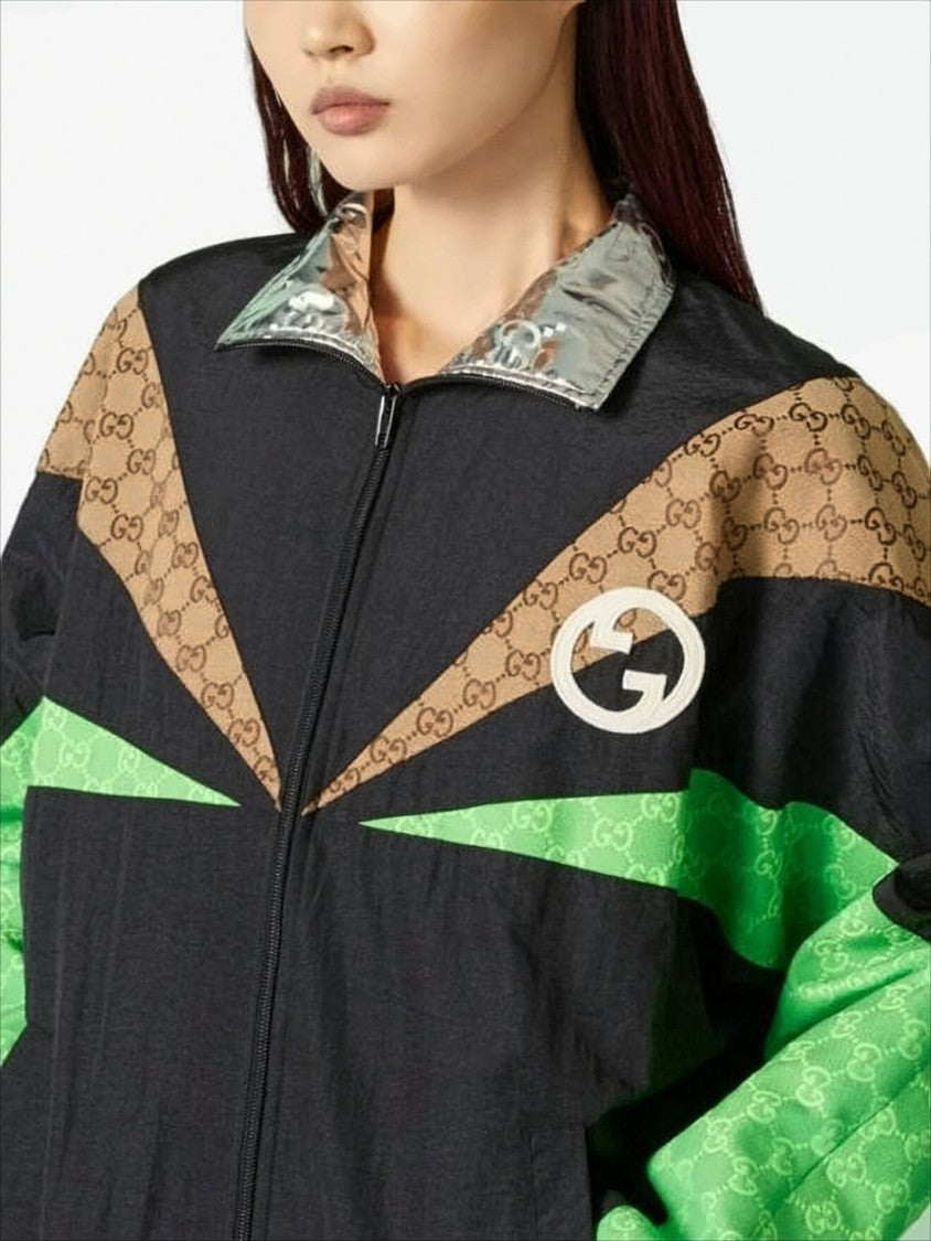 Gucci Geometric Panel Jacket With Stand Collar