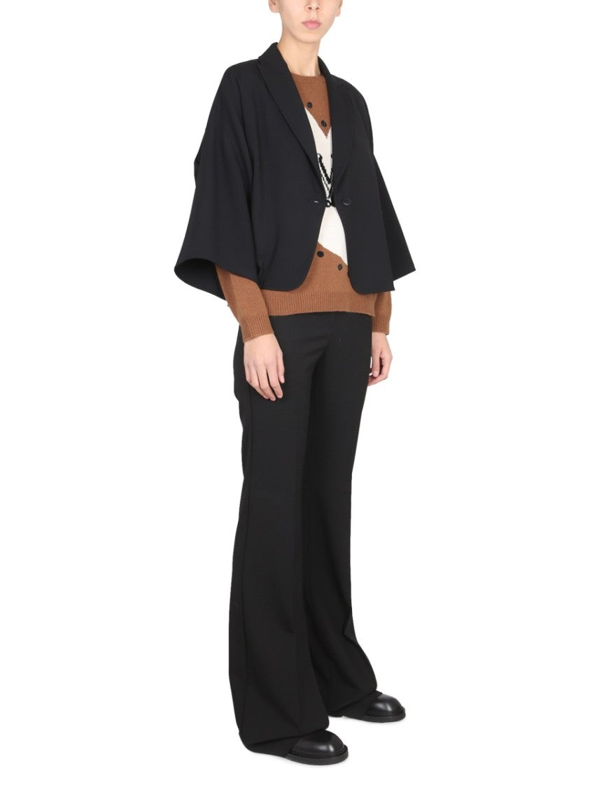 Max Mara Cropped Black Jacket With Peaked Lapels