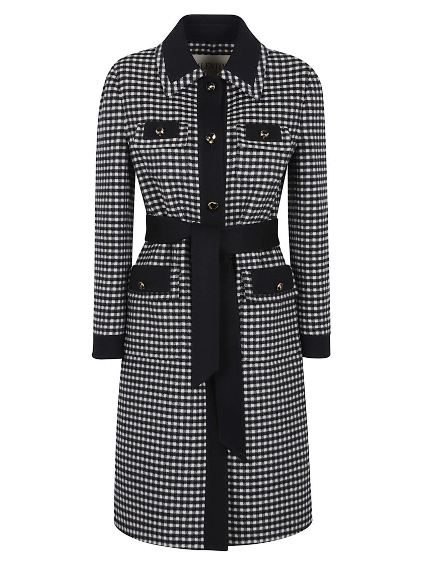 Valentino Garavani Micro-Gingham Wool And Cashmere Coat