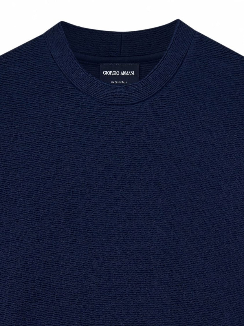 Giorgio Armani Grey Relaxed Fit Crew Neck Textured Sweater