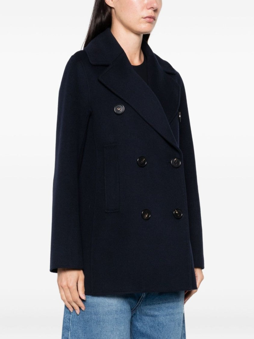 Max Mara Double-Breasted Virgin Wool Coat With Notched Lapels