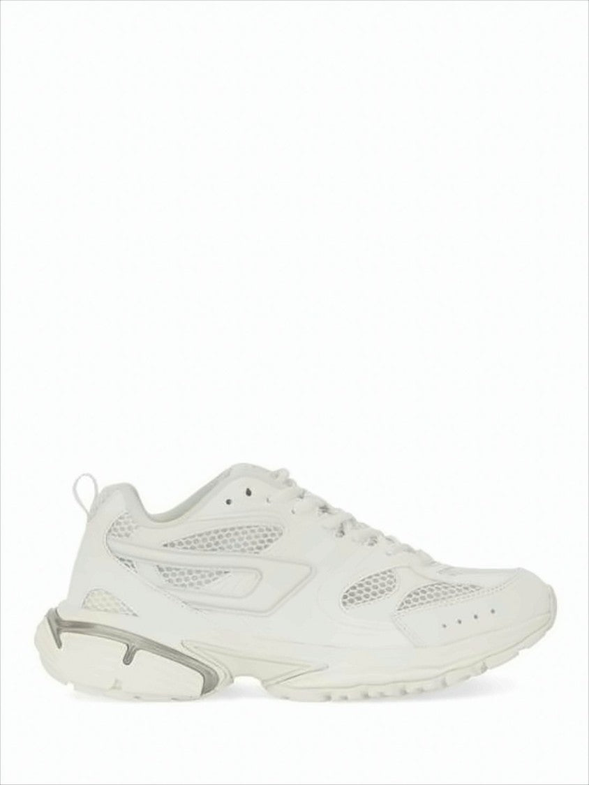 Diesel White Polyester Sneakers With Mesh Panels