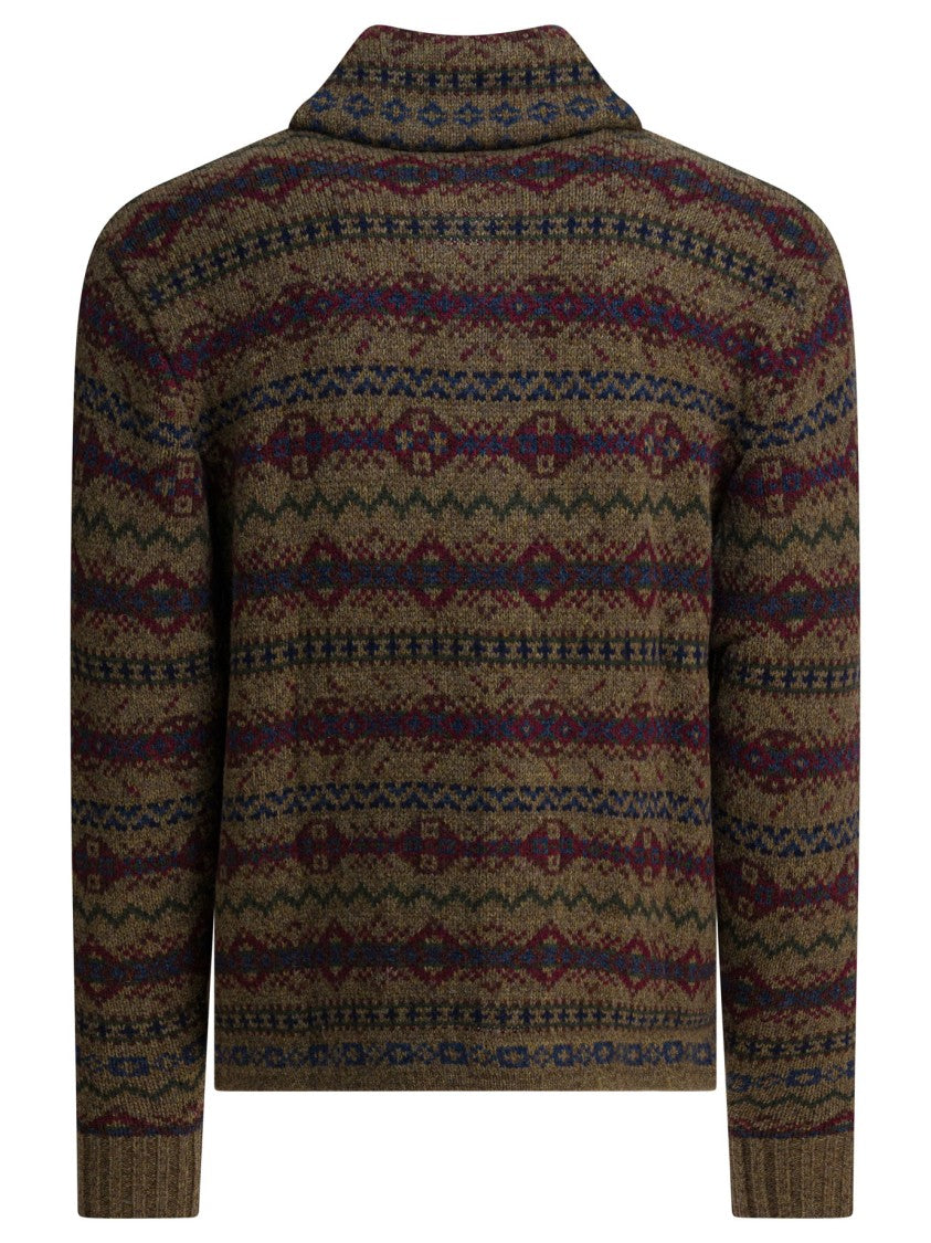 Rrl By Ralph Lauren Patterned Wool Cardigan With Shawl Collar