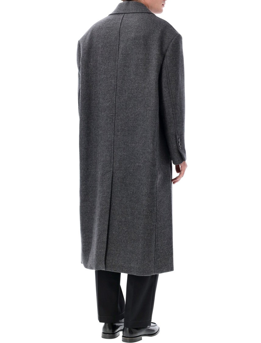 Ami Paris Notched-Lapel Monobreast Overcoat