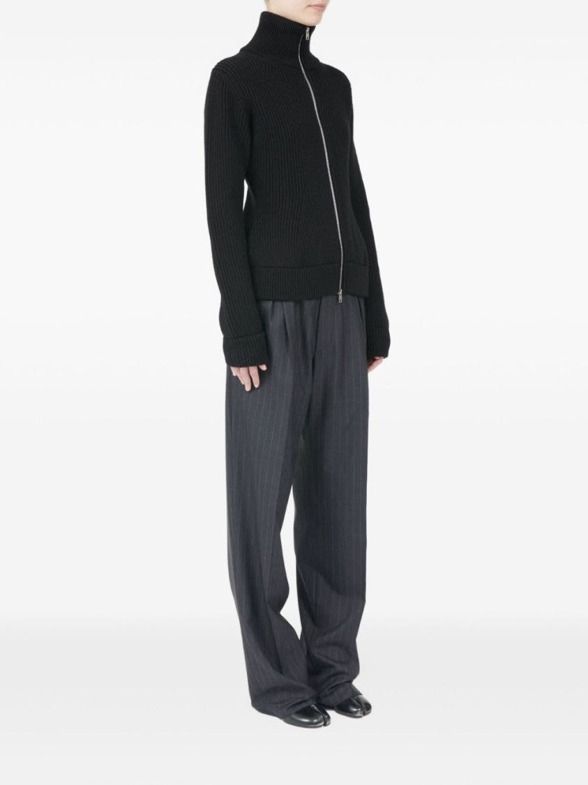 Maison Margiela Ribbed Knit Sweater With High Collar