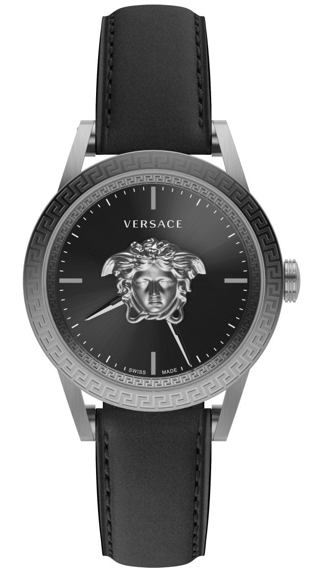 Versace Oval Silver-Tone Versace Watch With Greek Key Detailing