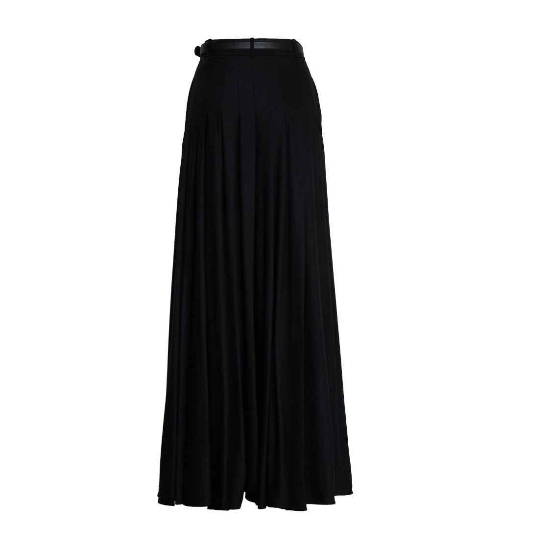 Self-Portrait Black Pleated Twill Maxi Skirt