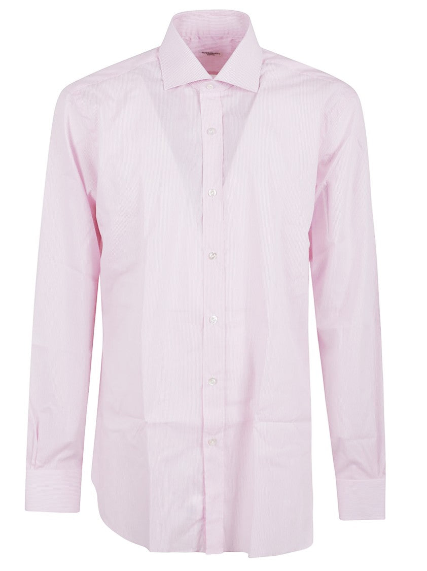 Buonamassa Classic Pure Cotton Shirt With Pink Stripe