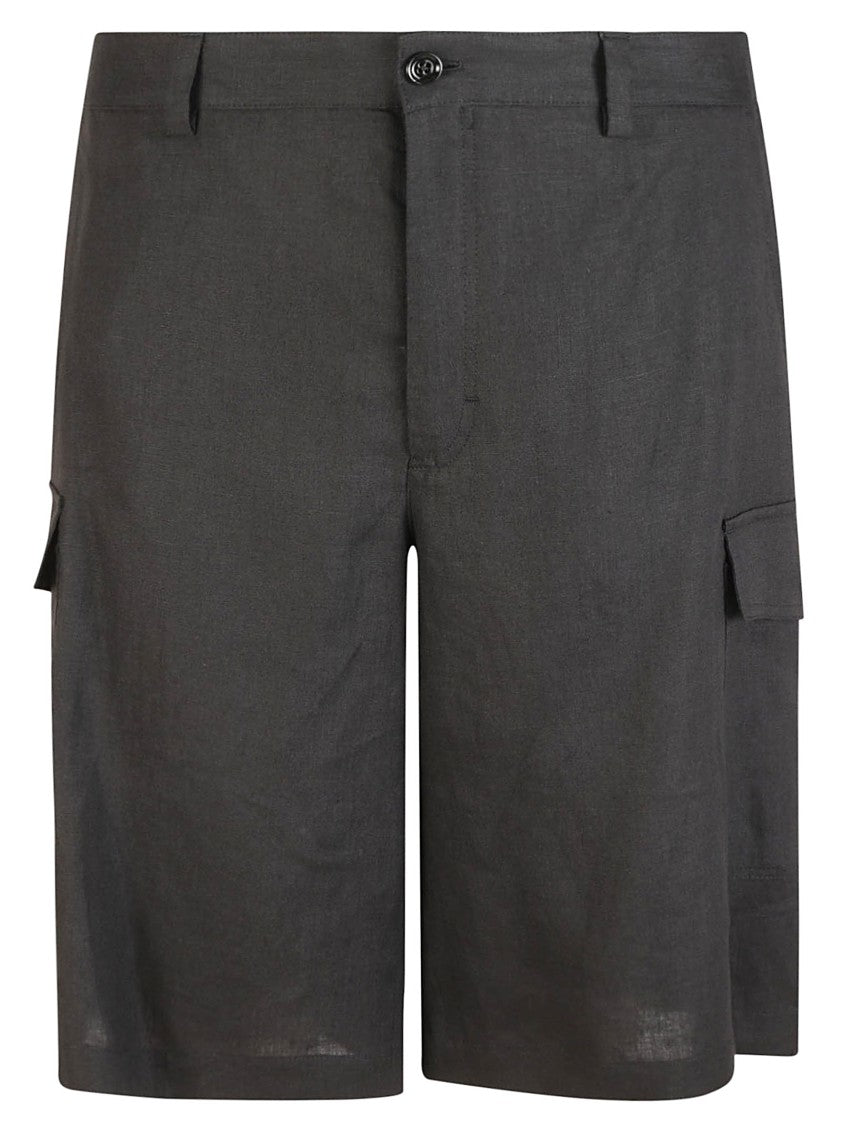 Dolce & Gabbana Tailored Black Linen Shorts With Cargo Pockets
