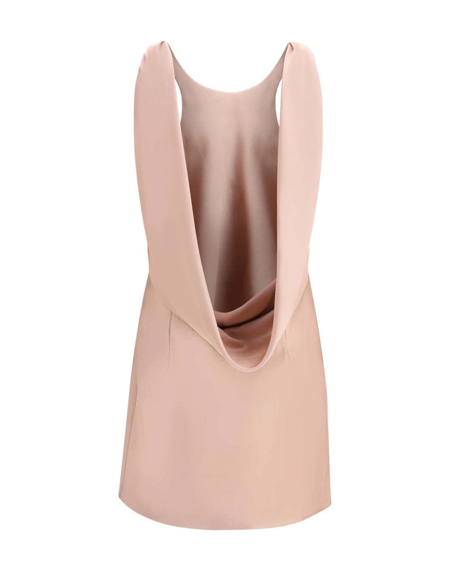 The Andamane Sleeveless Satin Mini Dress With Draped Hood