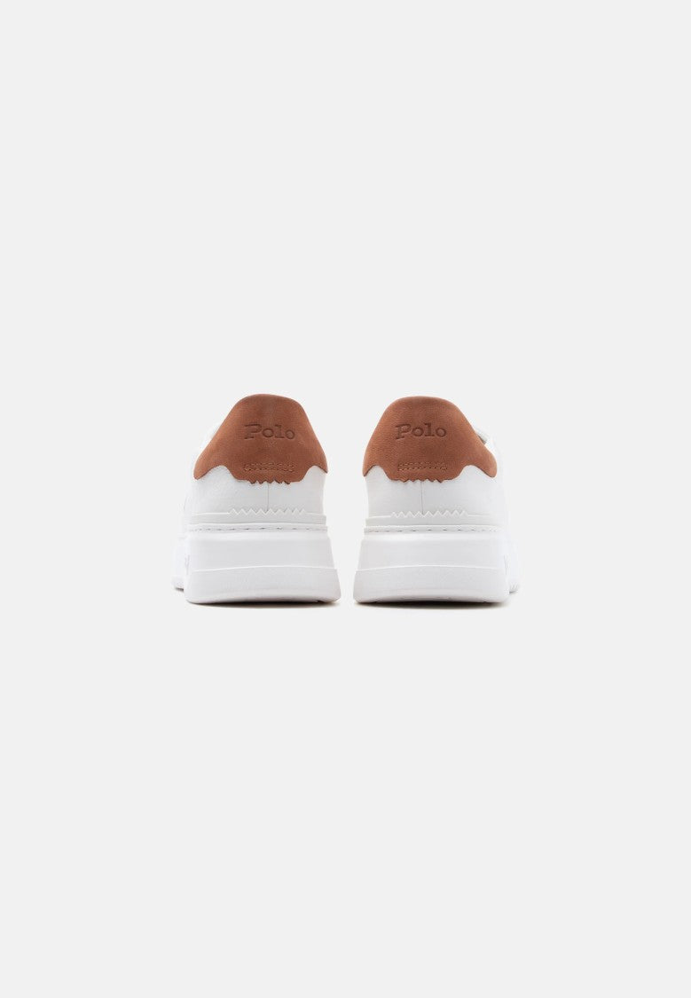 Polo Ralph Lauren White Leather Low-Top Sneakers With Embroidered Logo