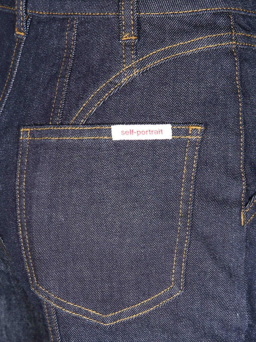 Self-Portrait Indigo Flared Denim Jeans