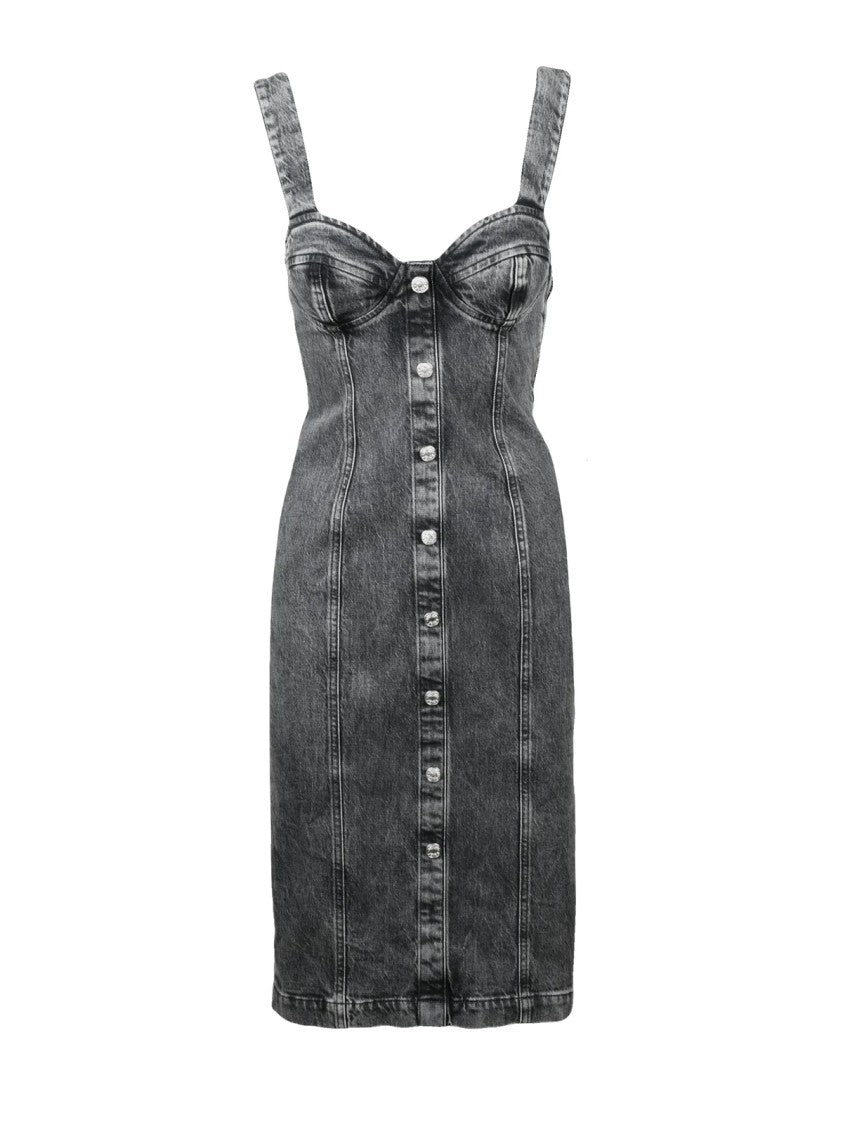 Mo5ch1no Jeans Grey Bustier Denim Midi Dress