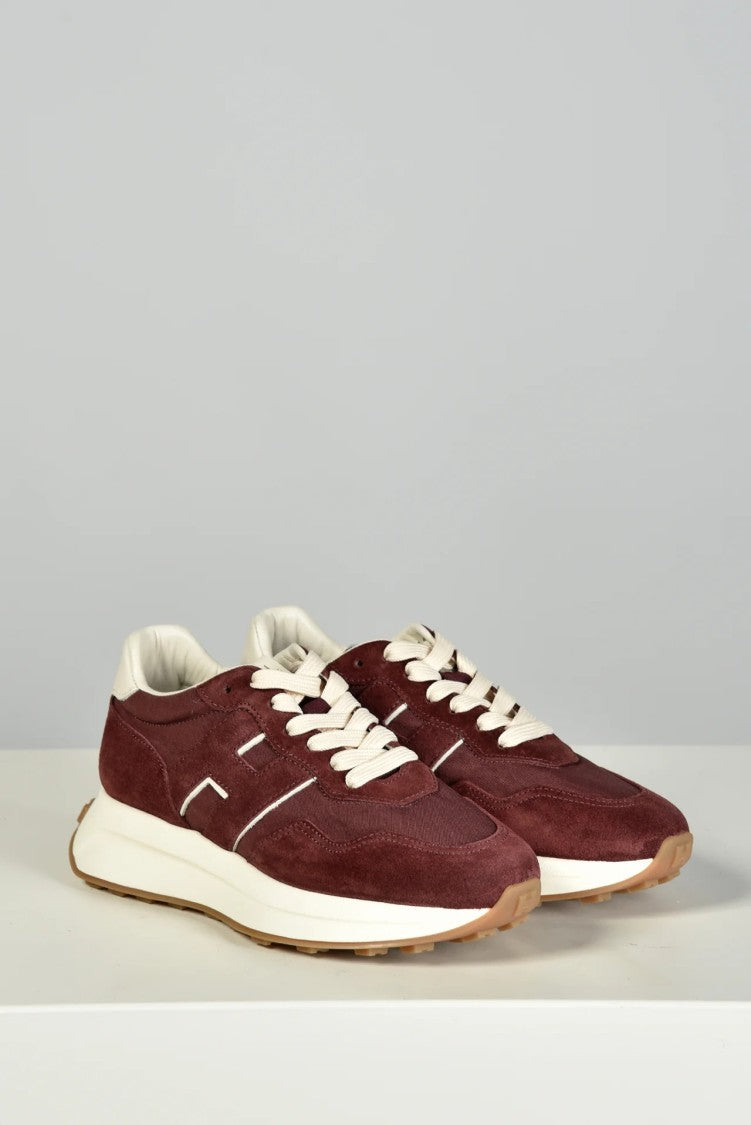 Hogan Burgundy Suede White Accent Sneakers
