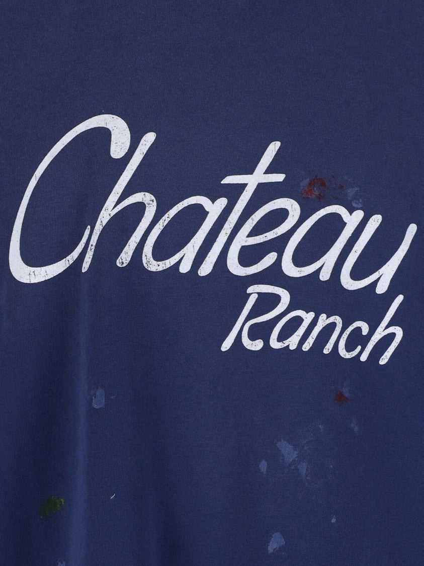 Gallery Dept. Vintage-Style Blue Cotton T-Shirt With Contrast Logos