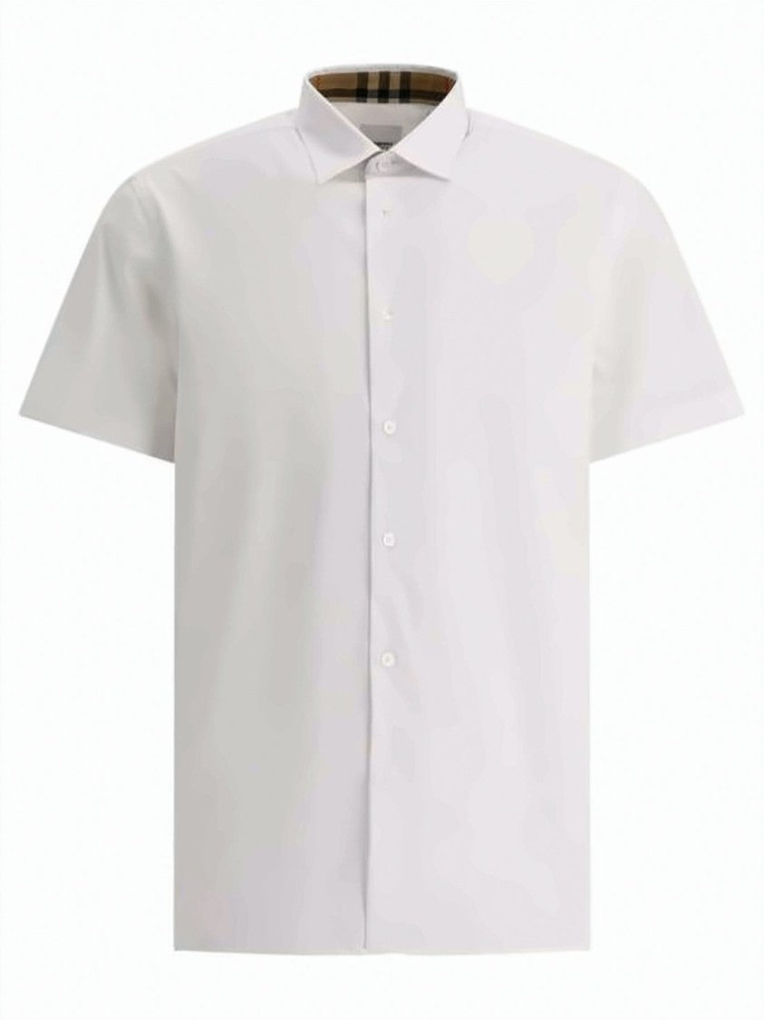 Burberry Short-Sleeved White Shirt With Embroidered Logo