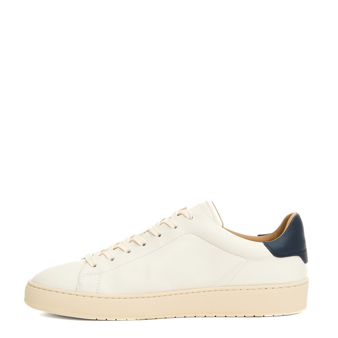 Hogan Cassetta Pelle Bianco Sneakers With Contrasting Blue Spoiler