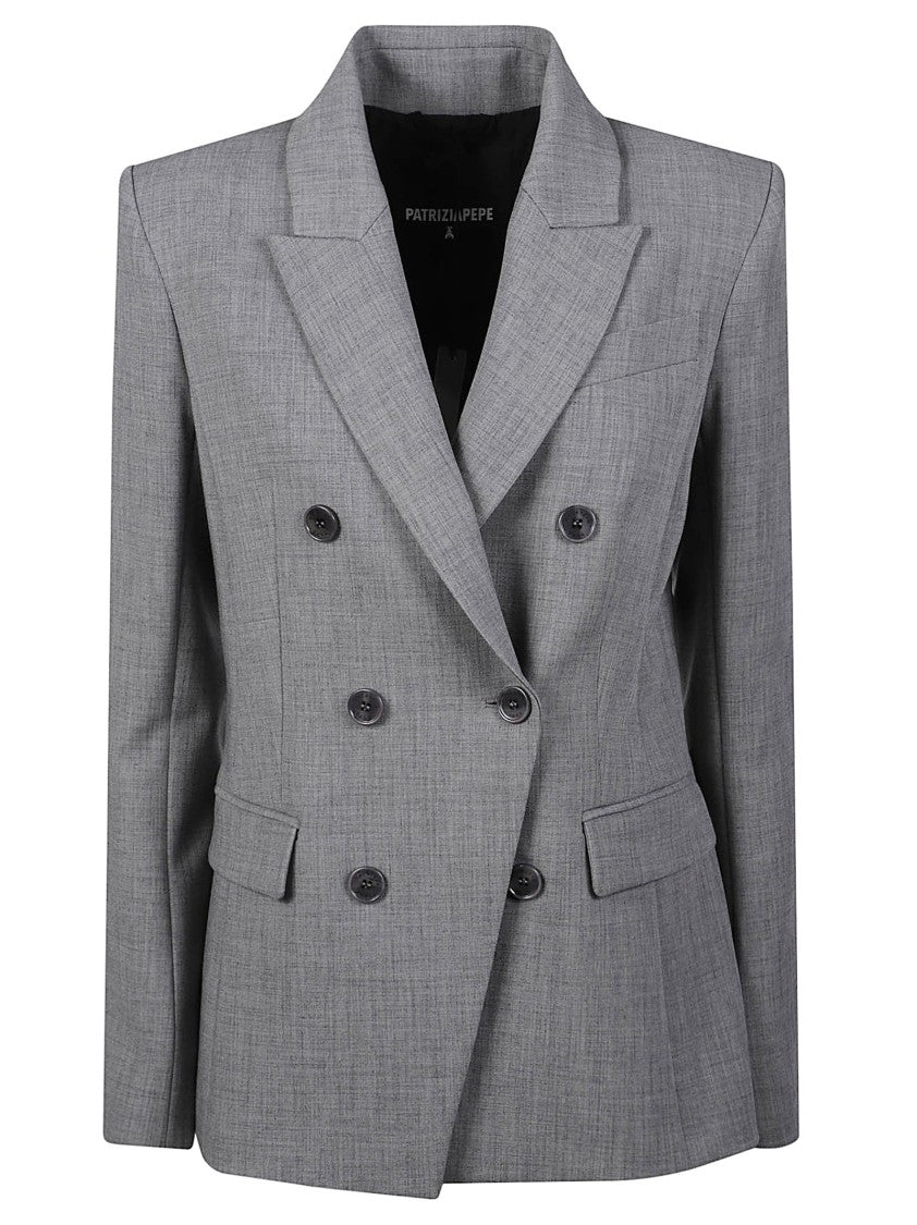 Patrizia Pepe Double-Breasted Polyester-Blend Jacket