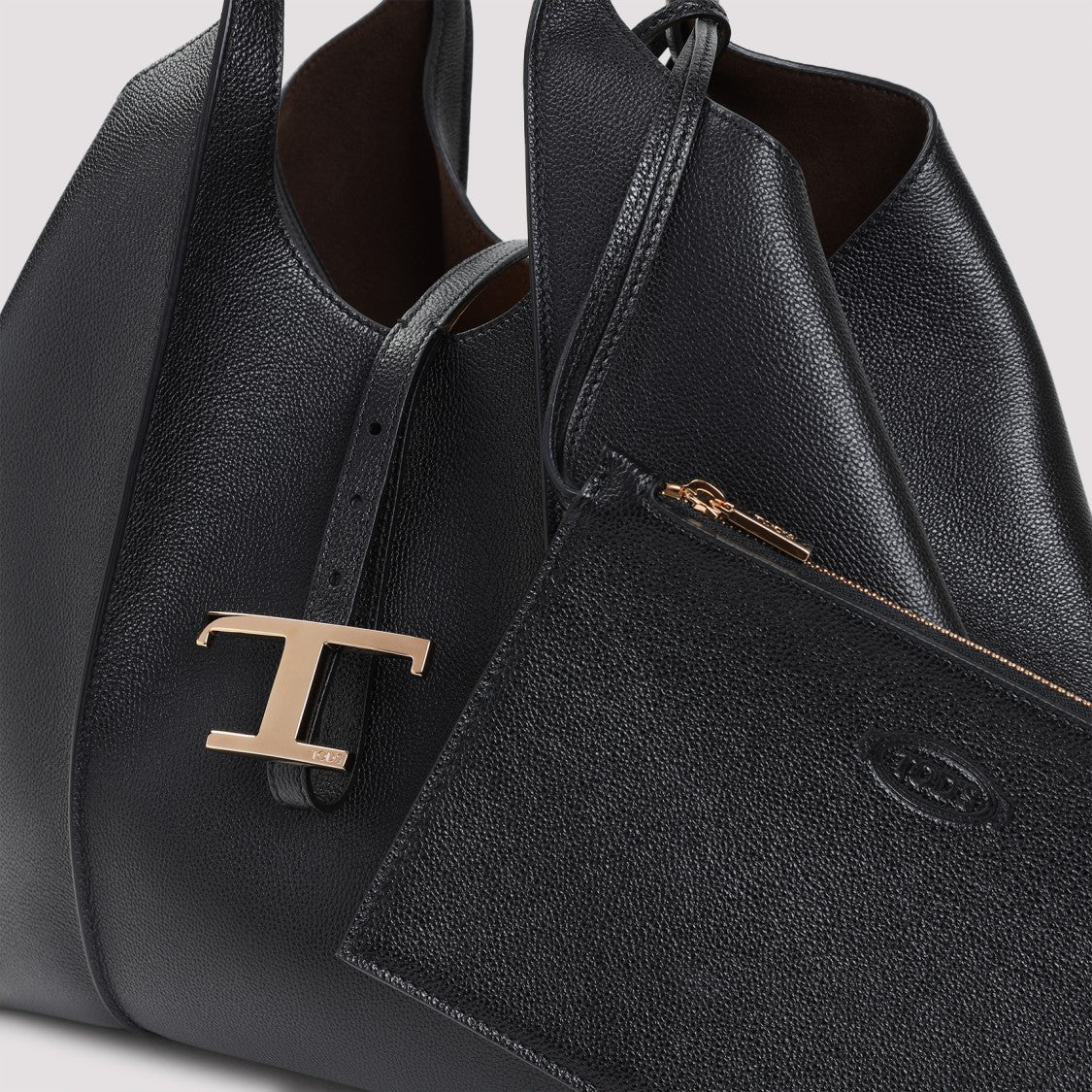 Tod's Black Grained Leather Shopper Bag