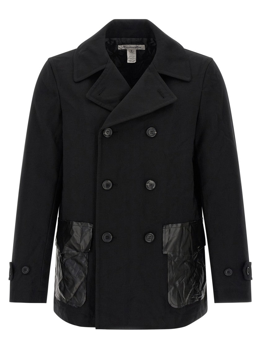 Comme Des Garçons Double-Breasted Canvas Caban Jacket With Quilted Lining