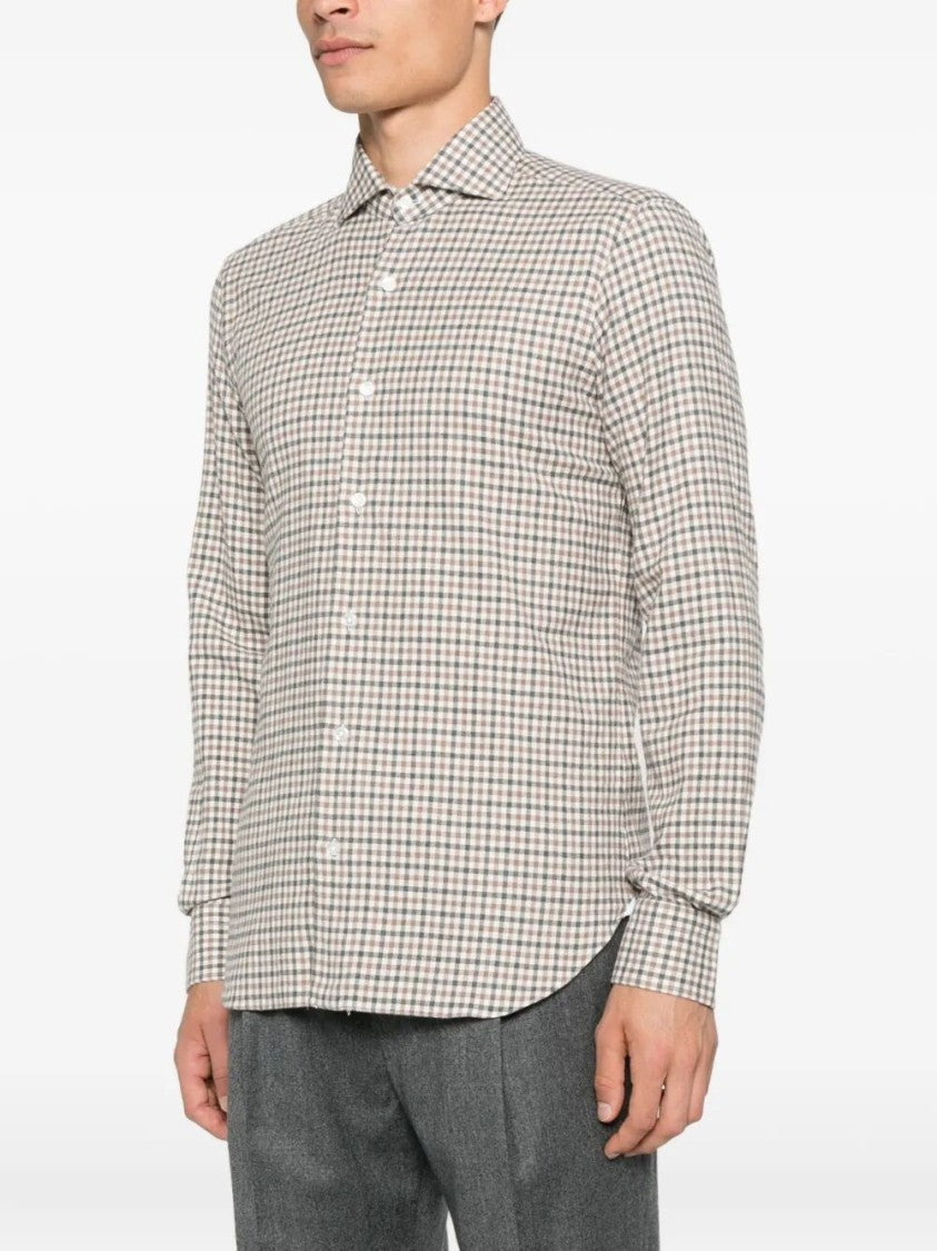 Barba Napoli Classic Check Pattern Button-Down Shirt